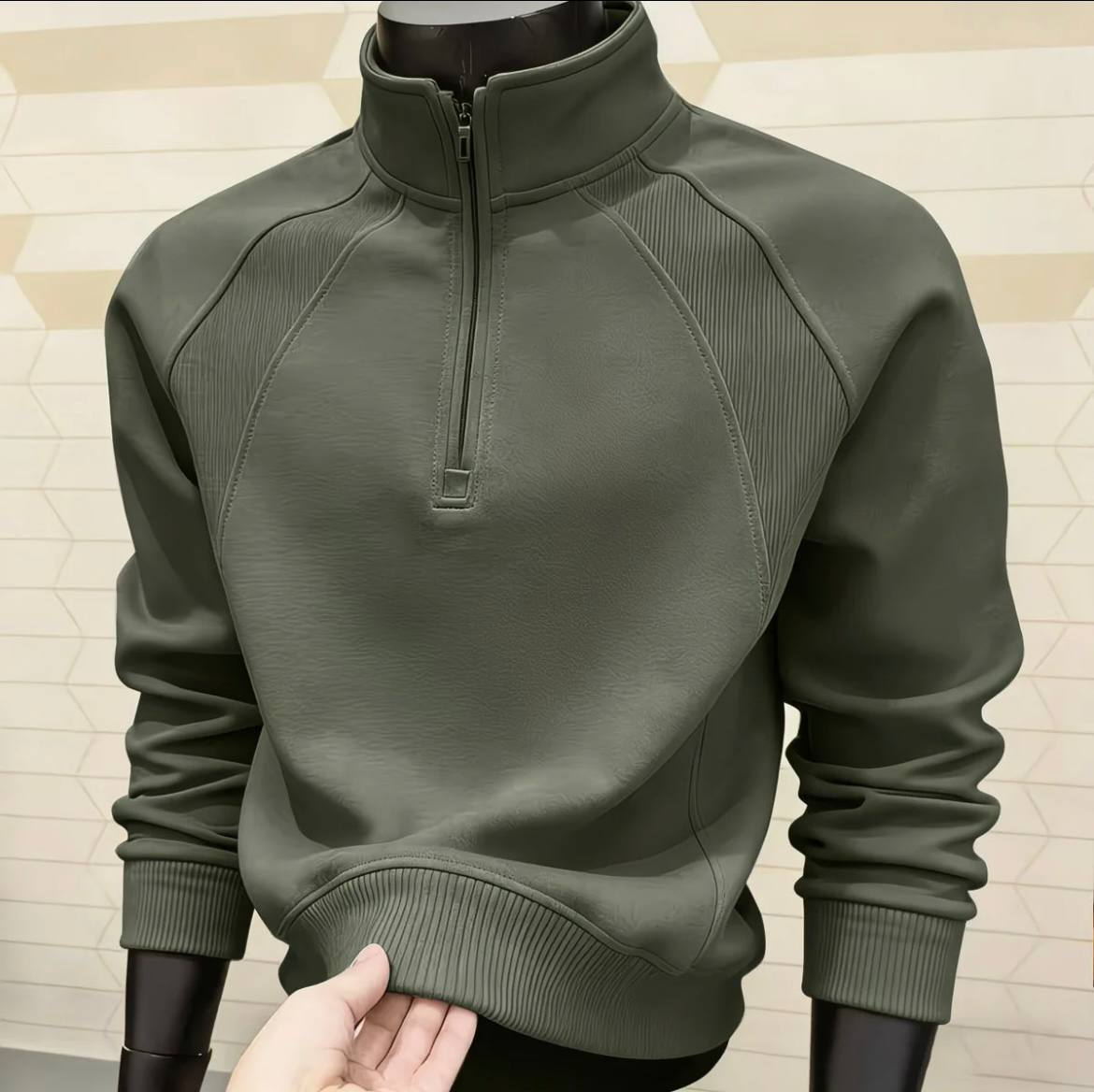 Sweat-shirt élégant à demi-fermeture éclair⁠